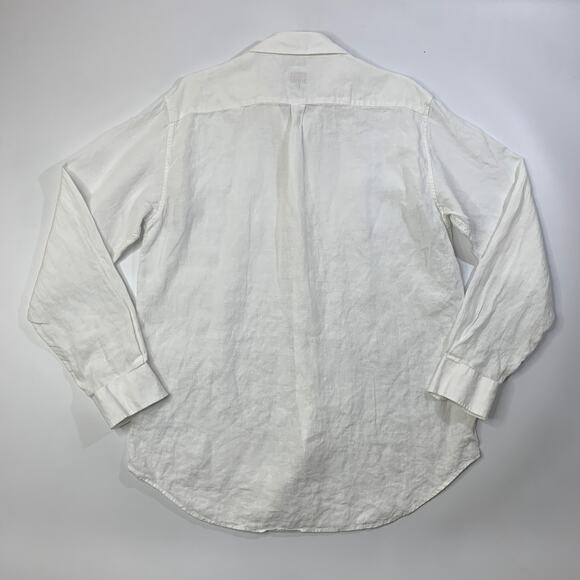Love Brand & Co Shirt Mens Extra Large Cream Linen Button Up Long Sleeve Dress - Picture 7 of 10